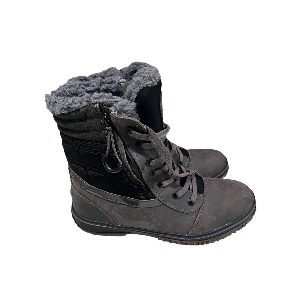 Pajar Canada Men’s 11 Waterproof Insulated Winter Boots Gray Leather Sherpa Line